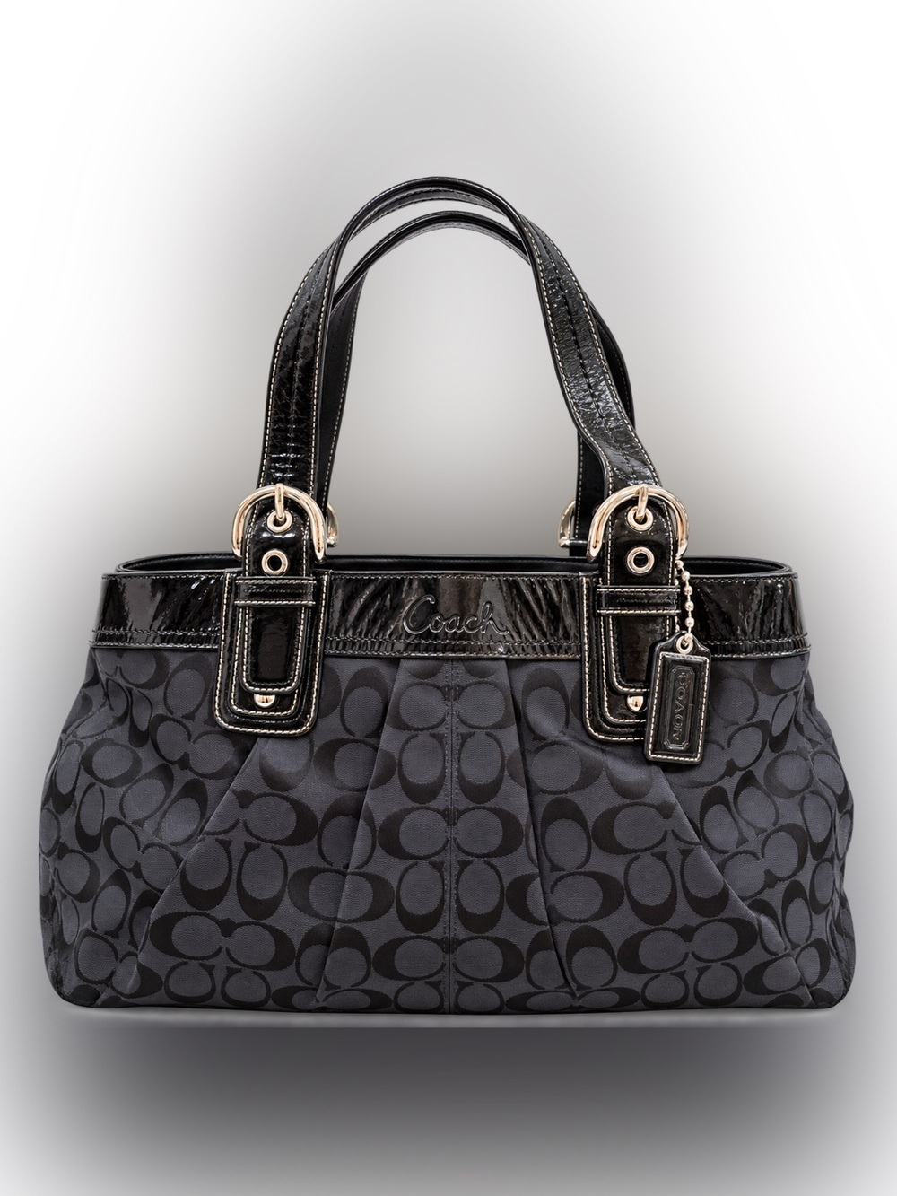 Vintage Coach Soho Pleated Signature Tote Bag – Black Y2K